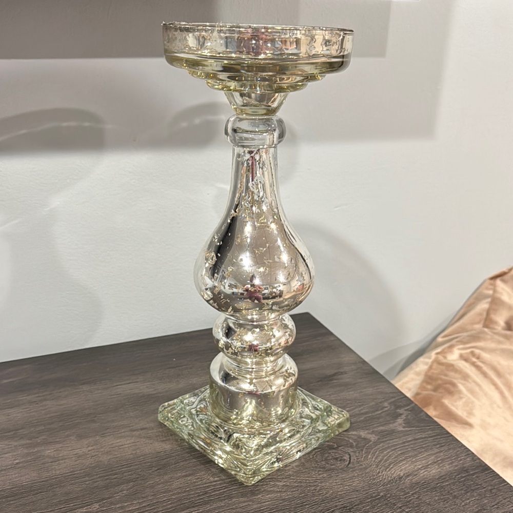Elegant Silver Glass Candle Holder